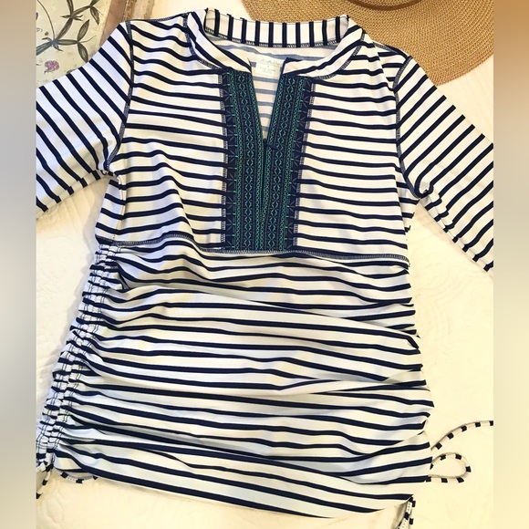 Cabana Life Embroidered Ruched Rash Guard - Picture 2 of 16